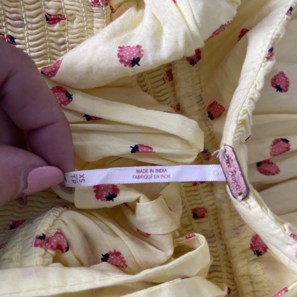 Free People Yellow Midi Dress with Strawberry Print - Picture 9 of 15